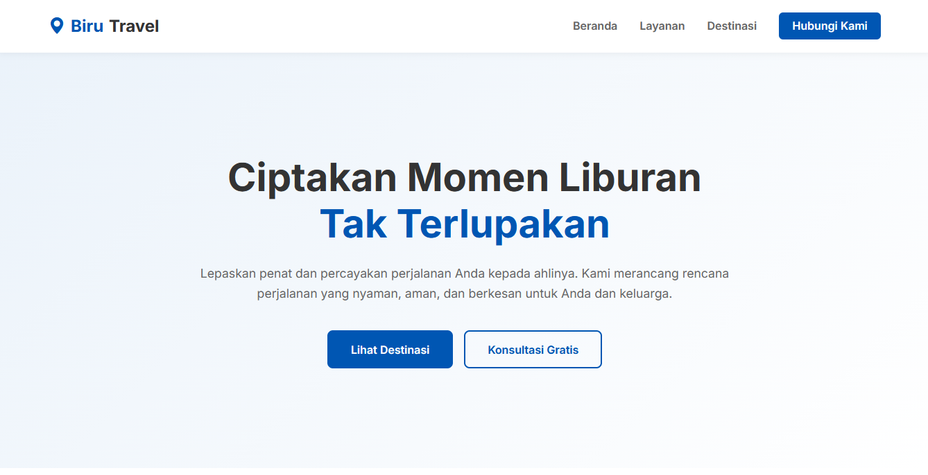 Landing page travel